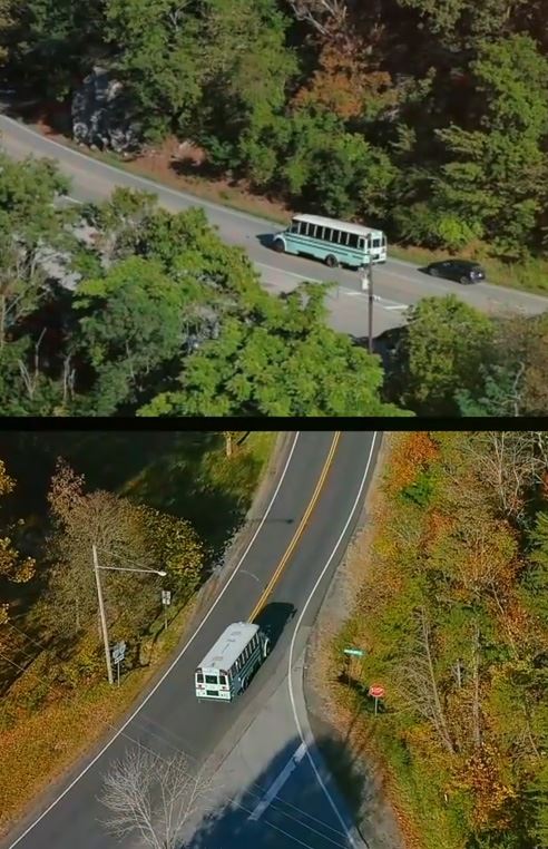 Shuttle Bus going up a mountain