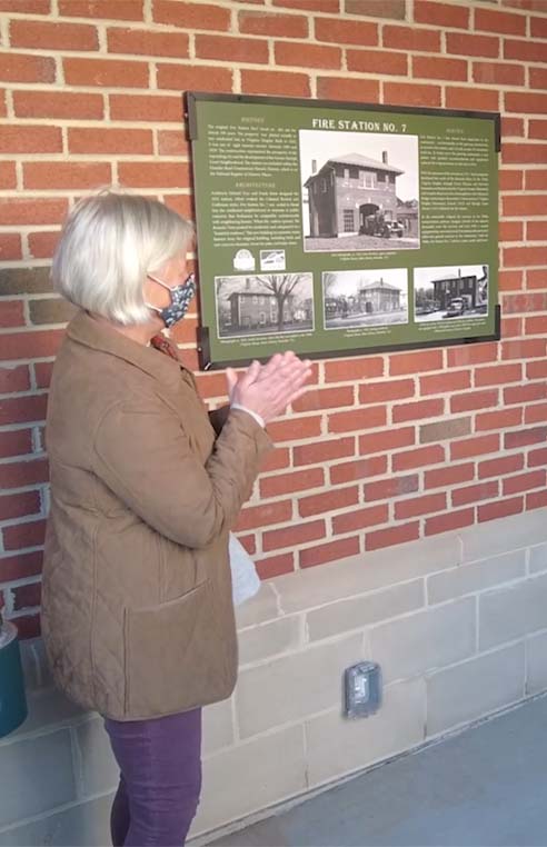 Unveiling of an interpretive sign for Fire Station #7